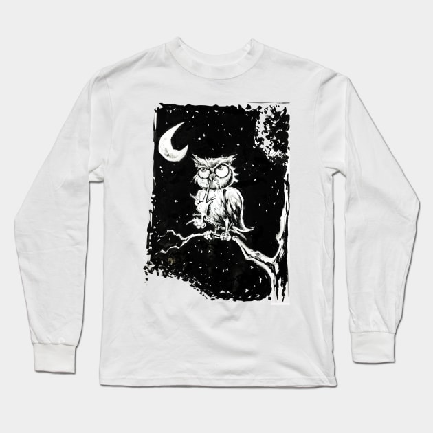 Midnight Owl Hunt for Dinner Long Sleeve T-Shirt by Scullenary